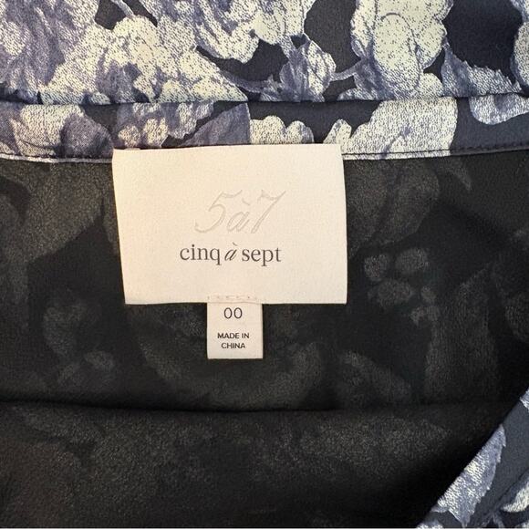 NWOT Cinq a Sept Adis Floral Print Silk Midi Skirt Black Blue Size 00 - Picture 8 of 10